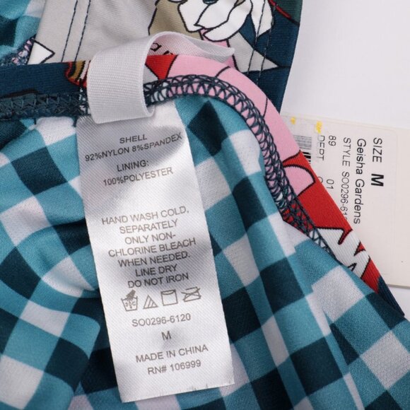 Social Angel Bikini Bottoms Floral Check Design Blue NEW - Picture 3 of 3